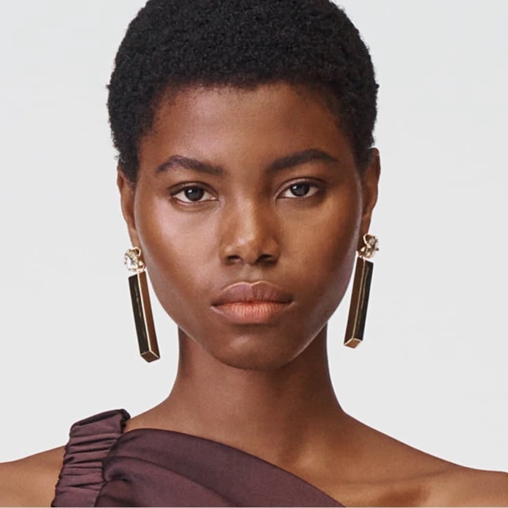 Zara Gold Rectangle Statement Earrings - image 1